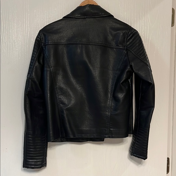 Topshop Black Faux Leather Biker Jacket - Picture 3 of 9